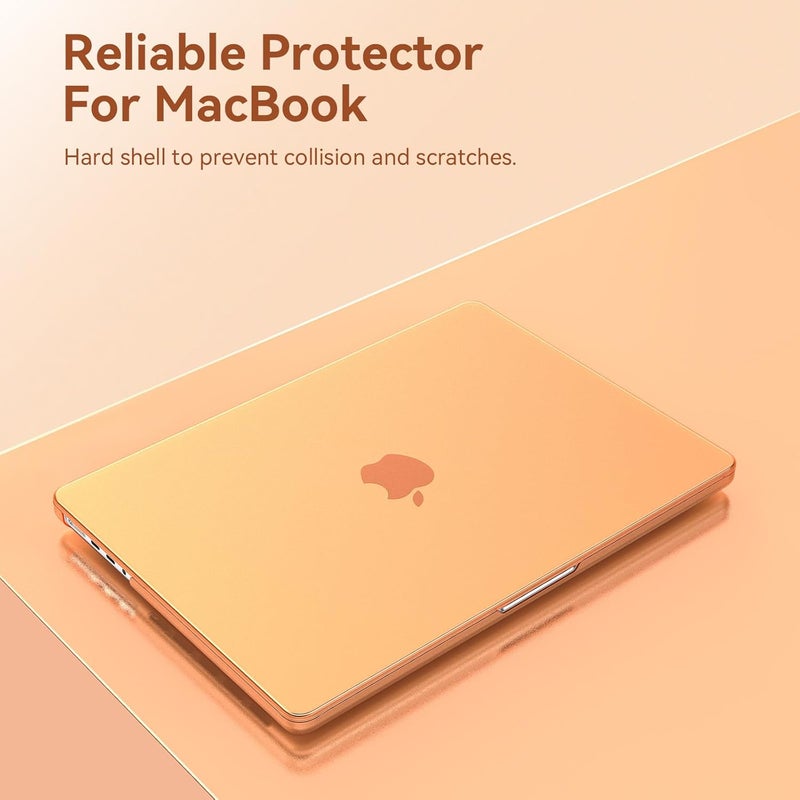 Eoocoo حافظة متوافقة مع ماك بوك برو 14 بوصة 2026-2021 شريحة M5-M1 Pro/Max، مضادة للبصمات، مضادة للخدوش، حافظة صلبة غير لامعة مع غطاء لوحة المفاتيح، واقي شاشة - برتقالي غير لامع - Image 2